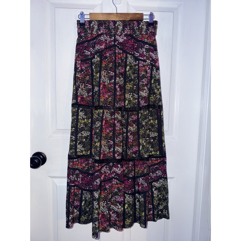 Caballero Midi Skirt Cottage‎ Multi Floral Patchwork Boho Size XS